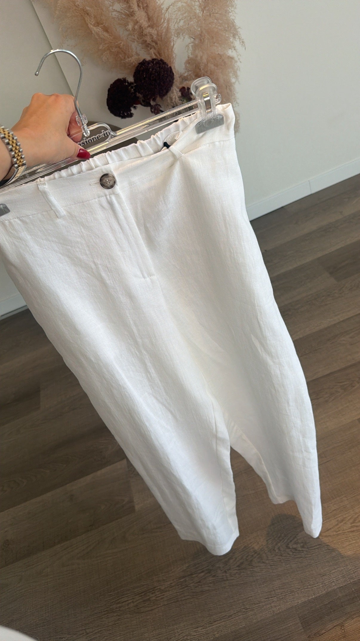 Pantalone bestseller lino bianco