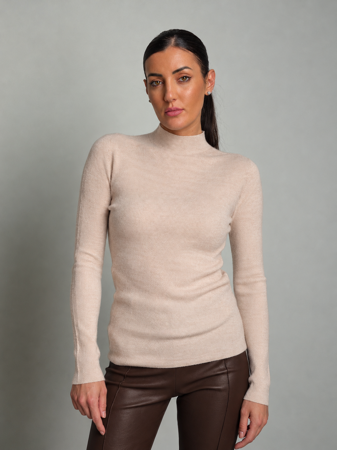 Pull collo cratere manica lunga - rosa