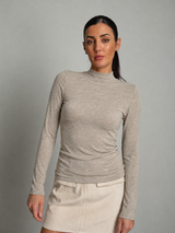 Maglia girocollo misto lana baseball  - Beige