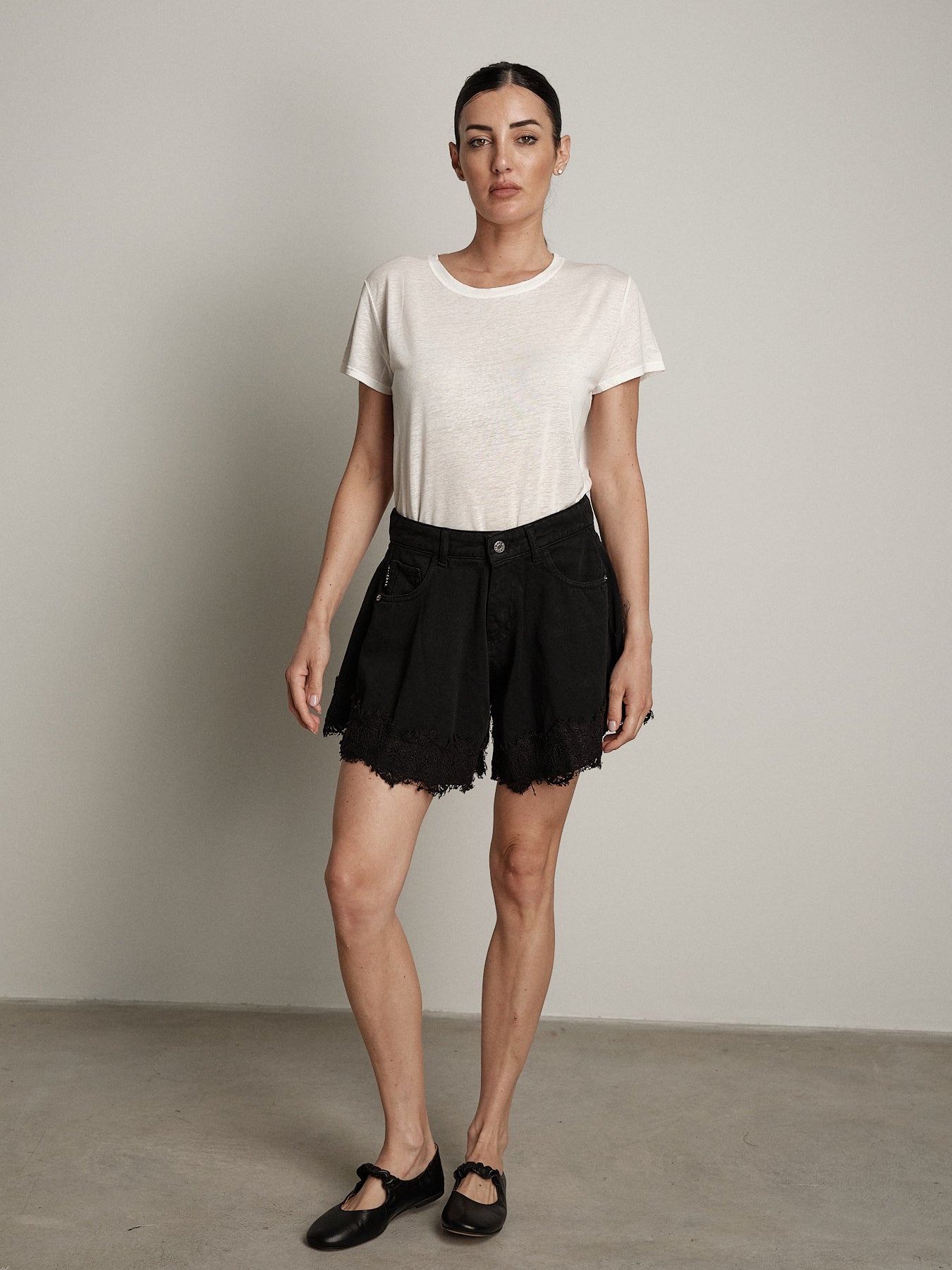 Shorts Ivy pizzo nero