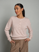 Pullover serafino bottoni - rosa