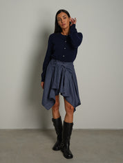 Cardigan rebecchina misto lana - Blu notte