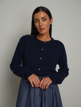 Cardigan rebecchina misto lana - Blu notte