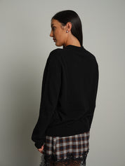 Polo in misto lana manica sbuffo - Nero