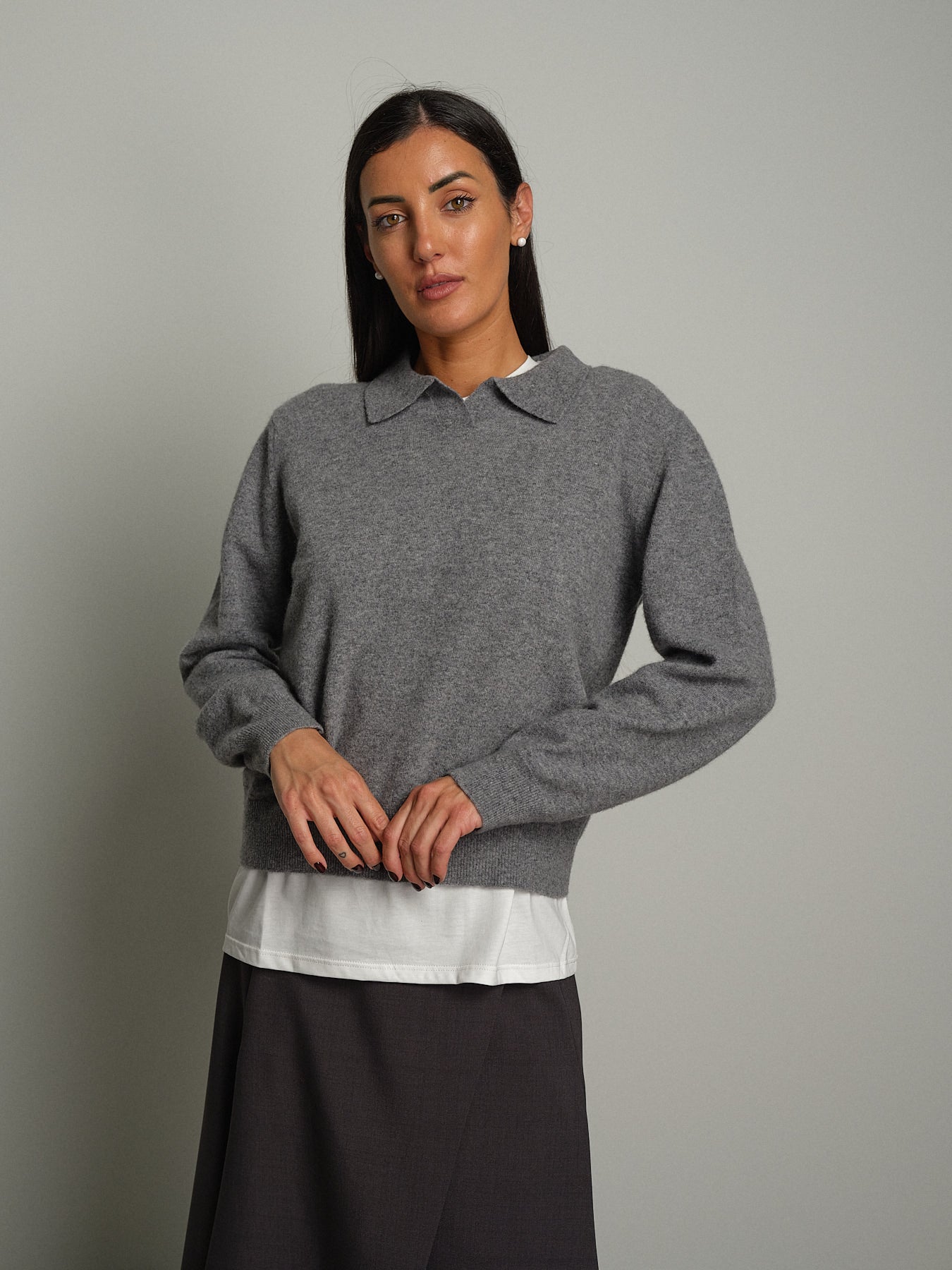 Polo misto lana - Grigio