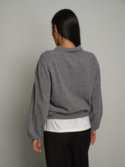 Polo in misto lana manica sbuffo - Grigio