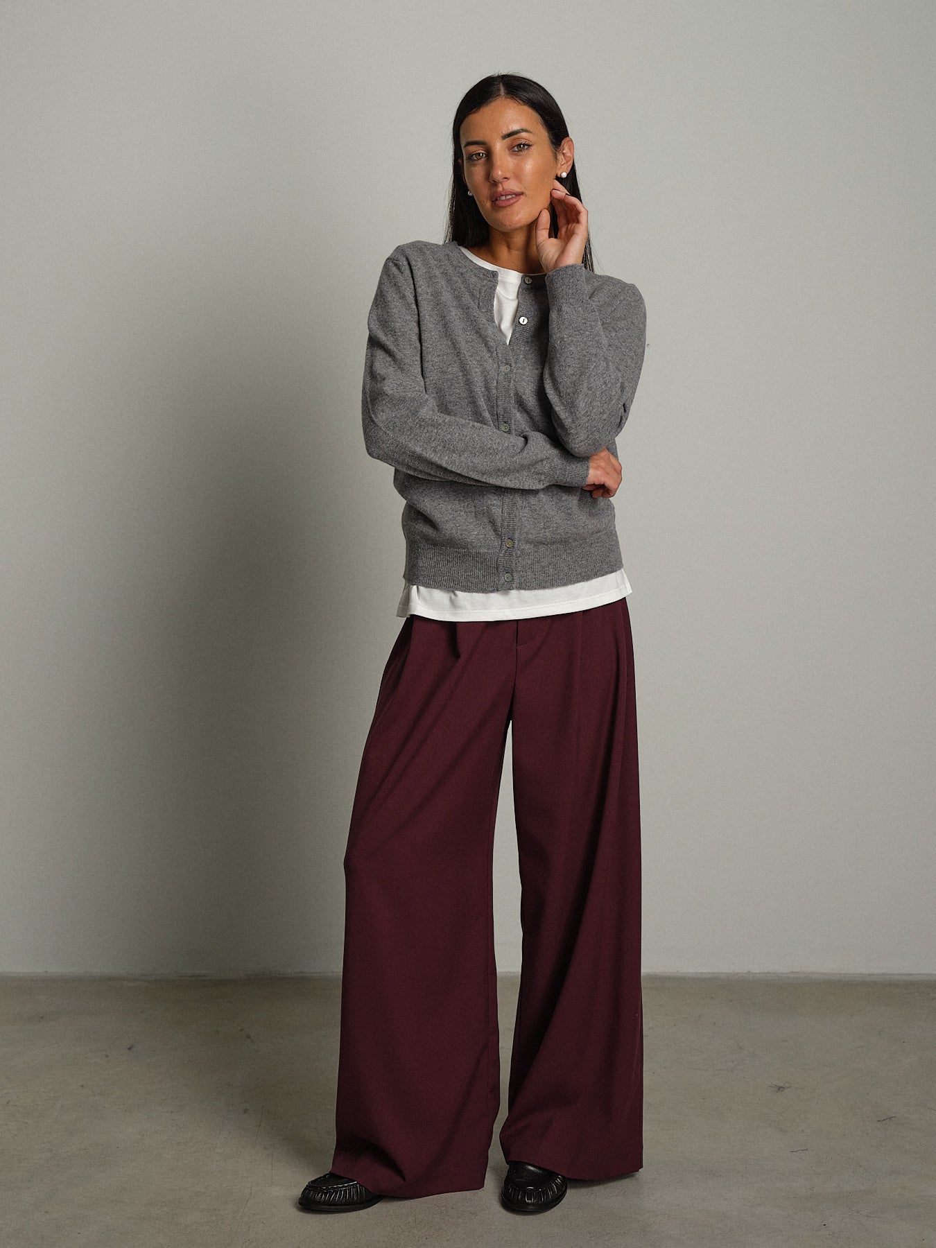 Cardigan rebecchina misto lana - Grigio
