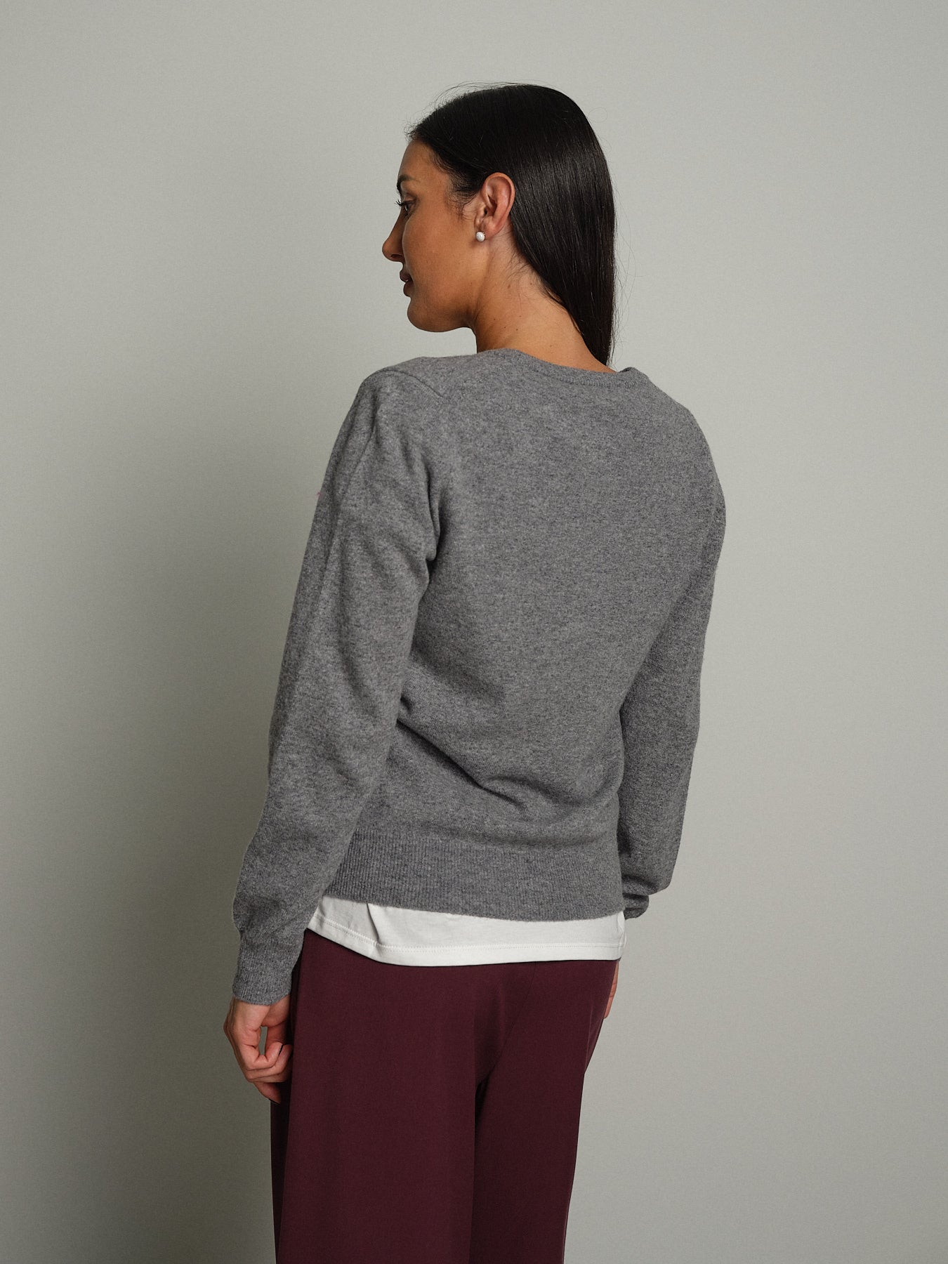 Cardigan rebecchina misto lana - Grigio