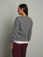 Cardigan rebecchina misto lana - Grigio