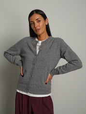 Cardigan rebecchina misto lana - Grigio