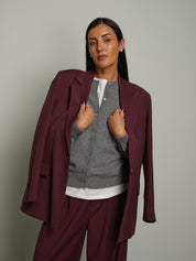 Cardigan rebecchina misto lana - Grigio
