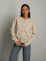 Cardigan rebecchina misto lana - Sabbia
