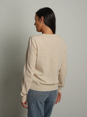 Cardigan rebecchina misto lana - Sabbia