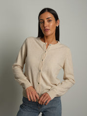 Cardigan rebecchina misto lana - Sabbia