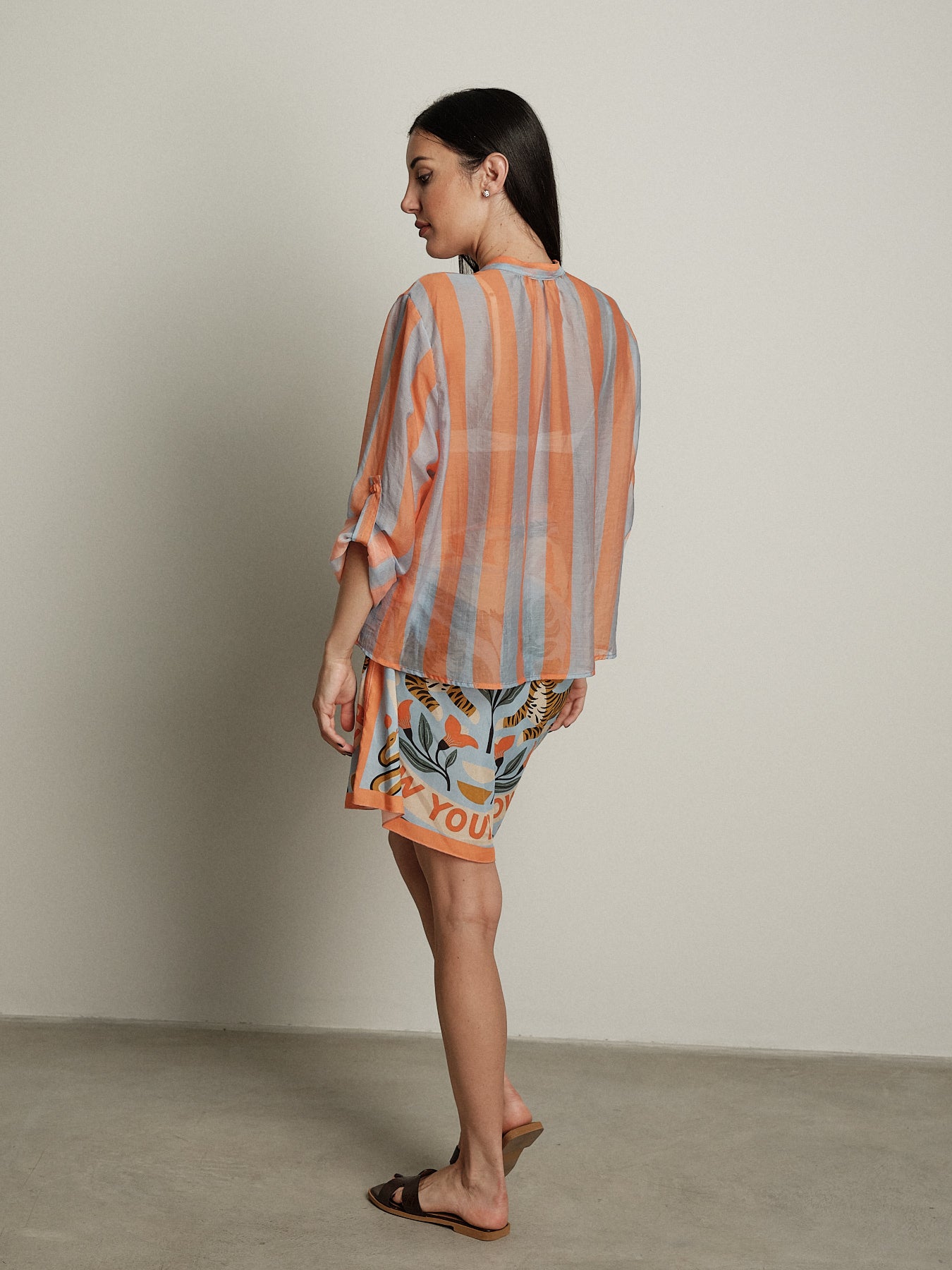 Camicia riga abbinata a tiger power - Azzurro