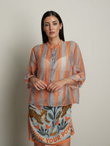Camicia riga abbinata a tiger power - Azzurro