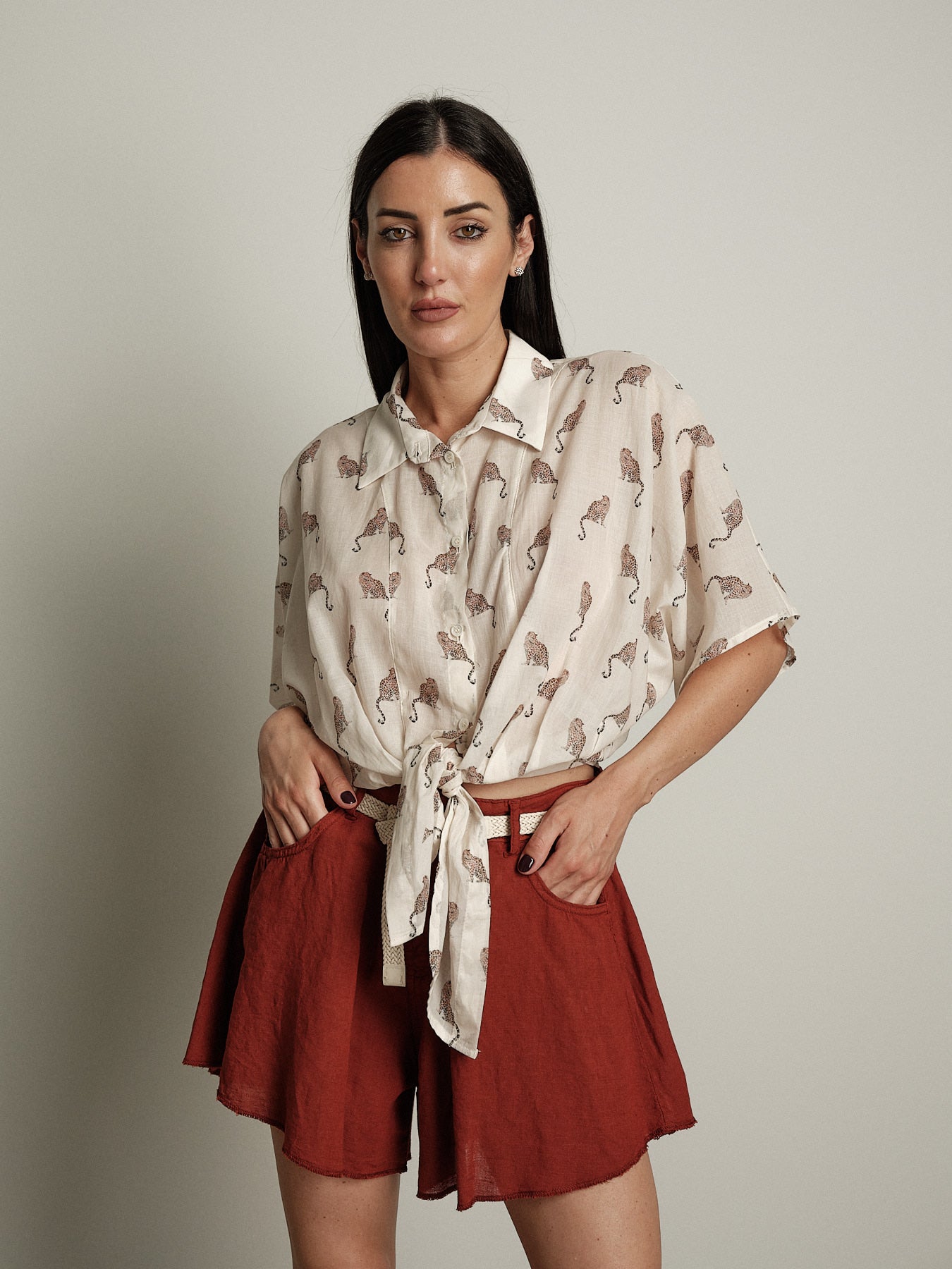 Shorts Ivy lino - Mattone