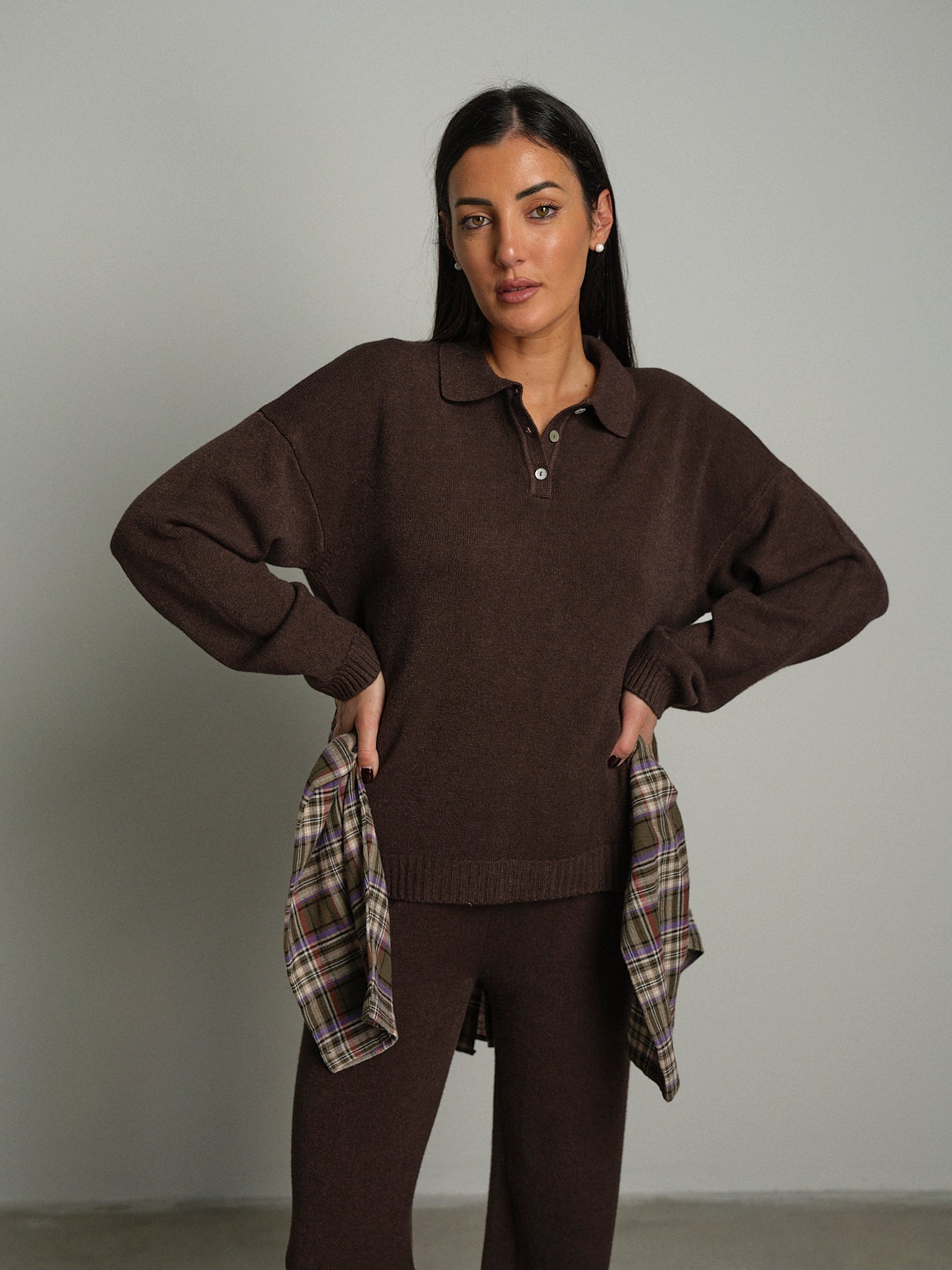 Completo in maglia polo - moro