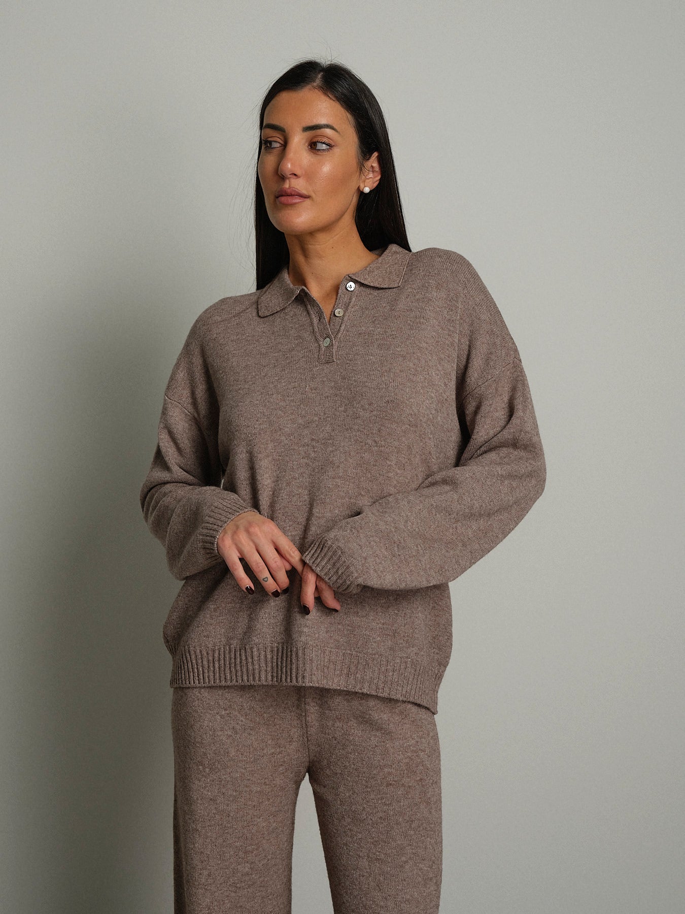 Completo in maglia polo - Tortora