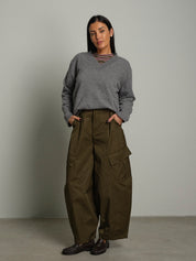 Pull misto lana scollo V - Grigio