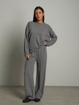 Completo in maglia girocollo misto lana - Grigio