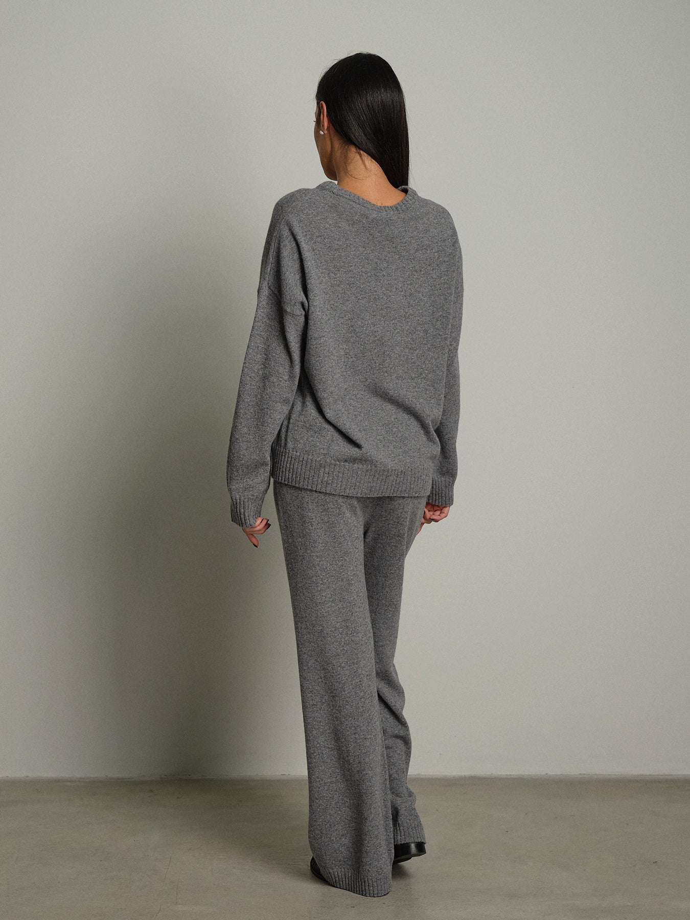 Completo in maglia girocollo misto lana - Grigio