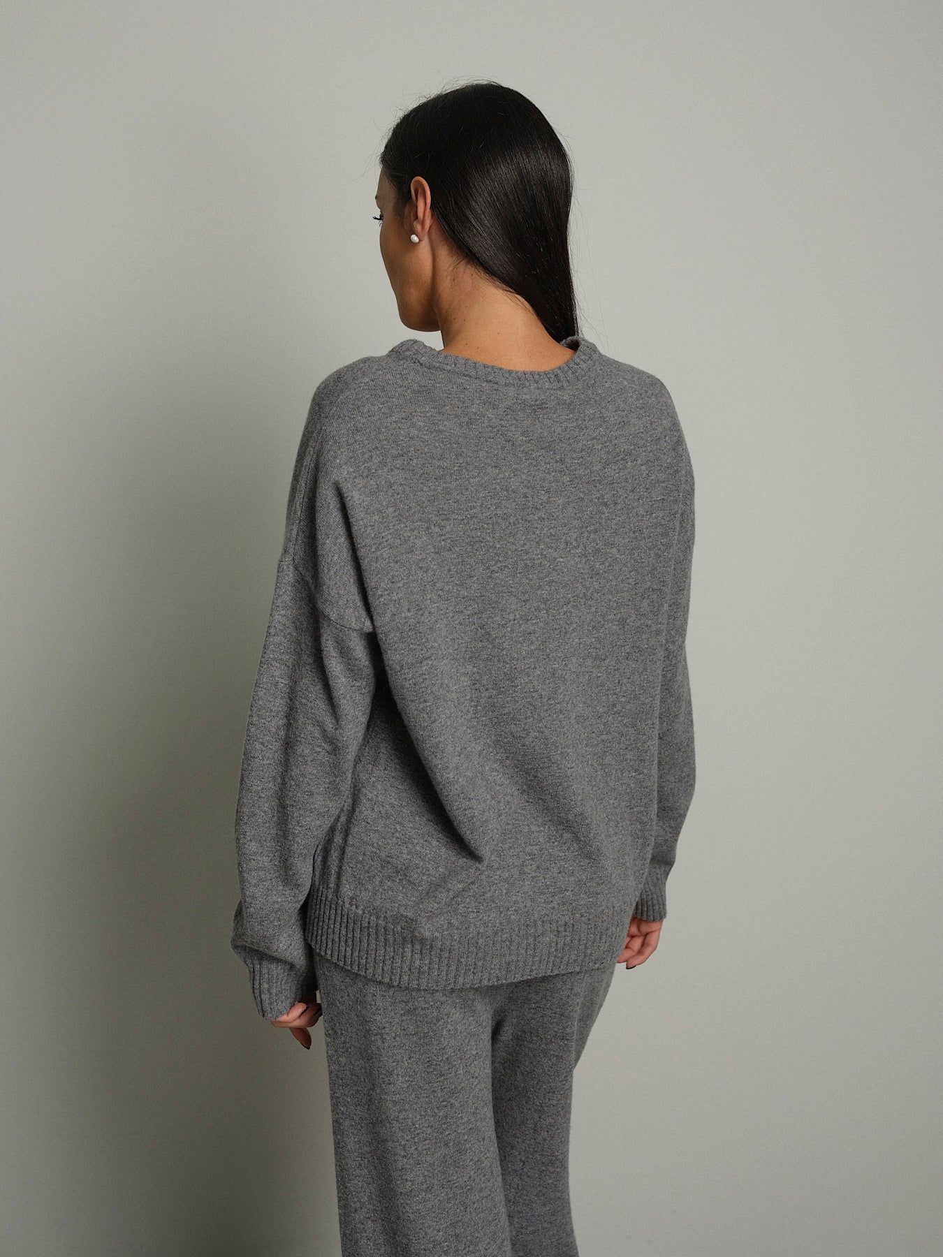 Completo in maglia girocollo misto lana - Grigio