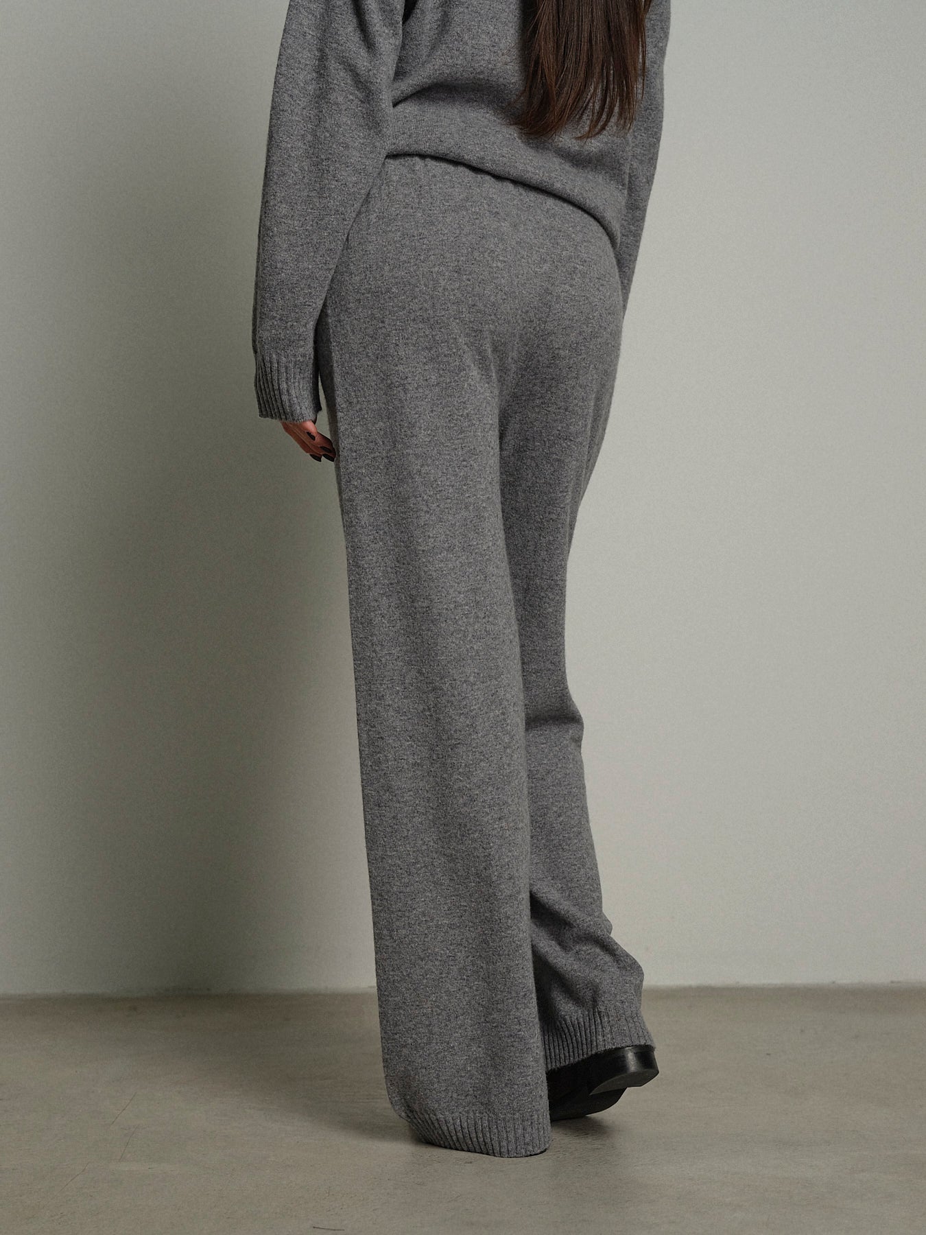 Completo in maglia girocollo misto lana - Grigio