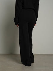 Completo in maglia girocollo misto lana - Nero