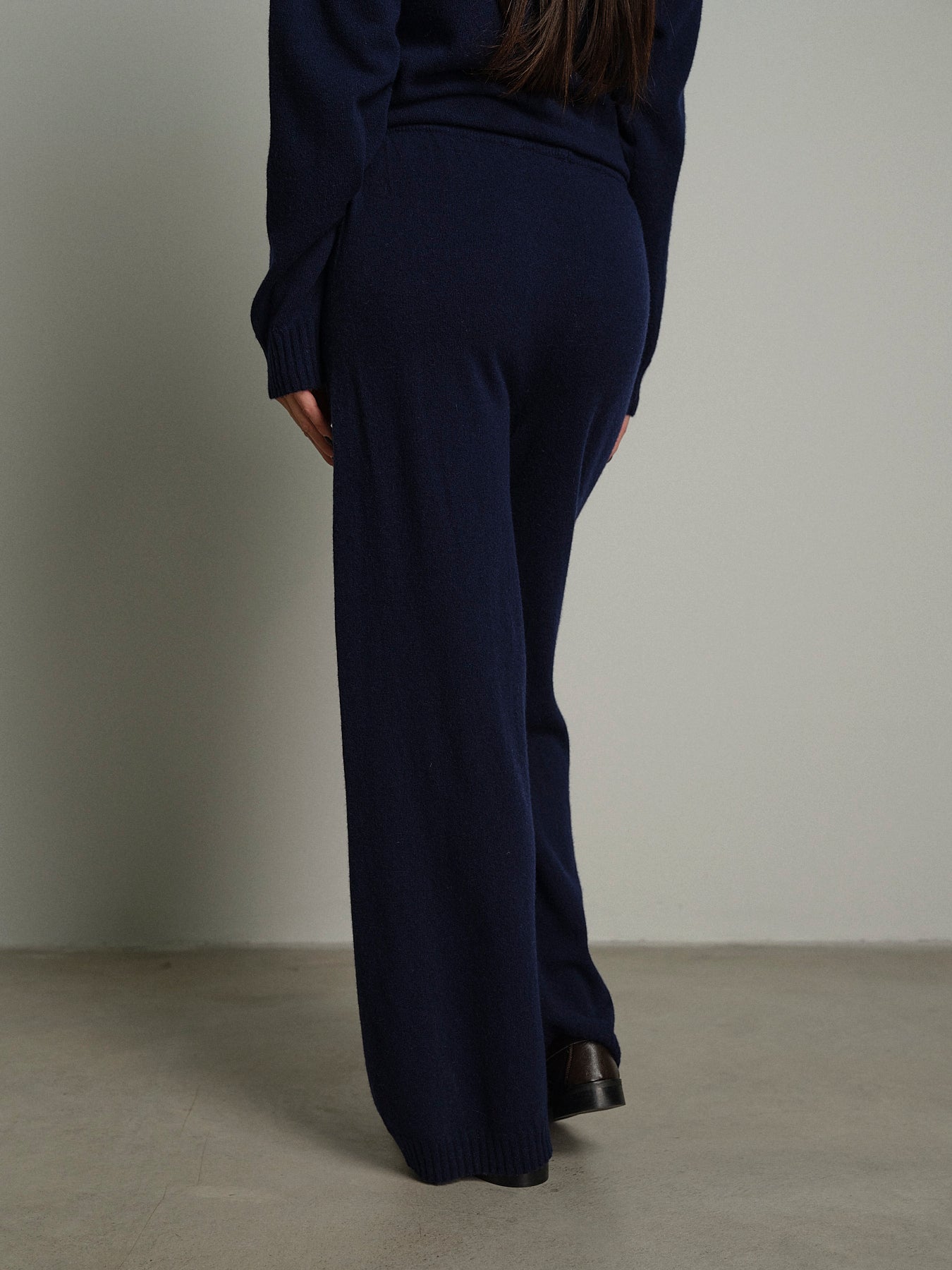 Completo in maglia girocollo misto lana - Blu