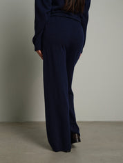 Completo in maglia girocollo misto lana - Blu