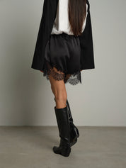 Shorts raso pizzo - Nero