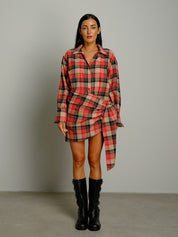 Completo camicia + gonna check - Rosso