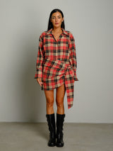 Completo camicia + gonna check - Rosso