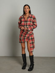 Completo camicia + gonna check - Rosso