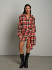Completo camicia + gonna check - Rosso
