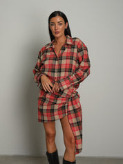 Completo camicia + gonna check - Rosso