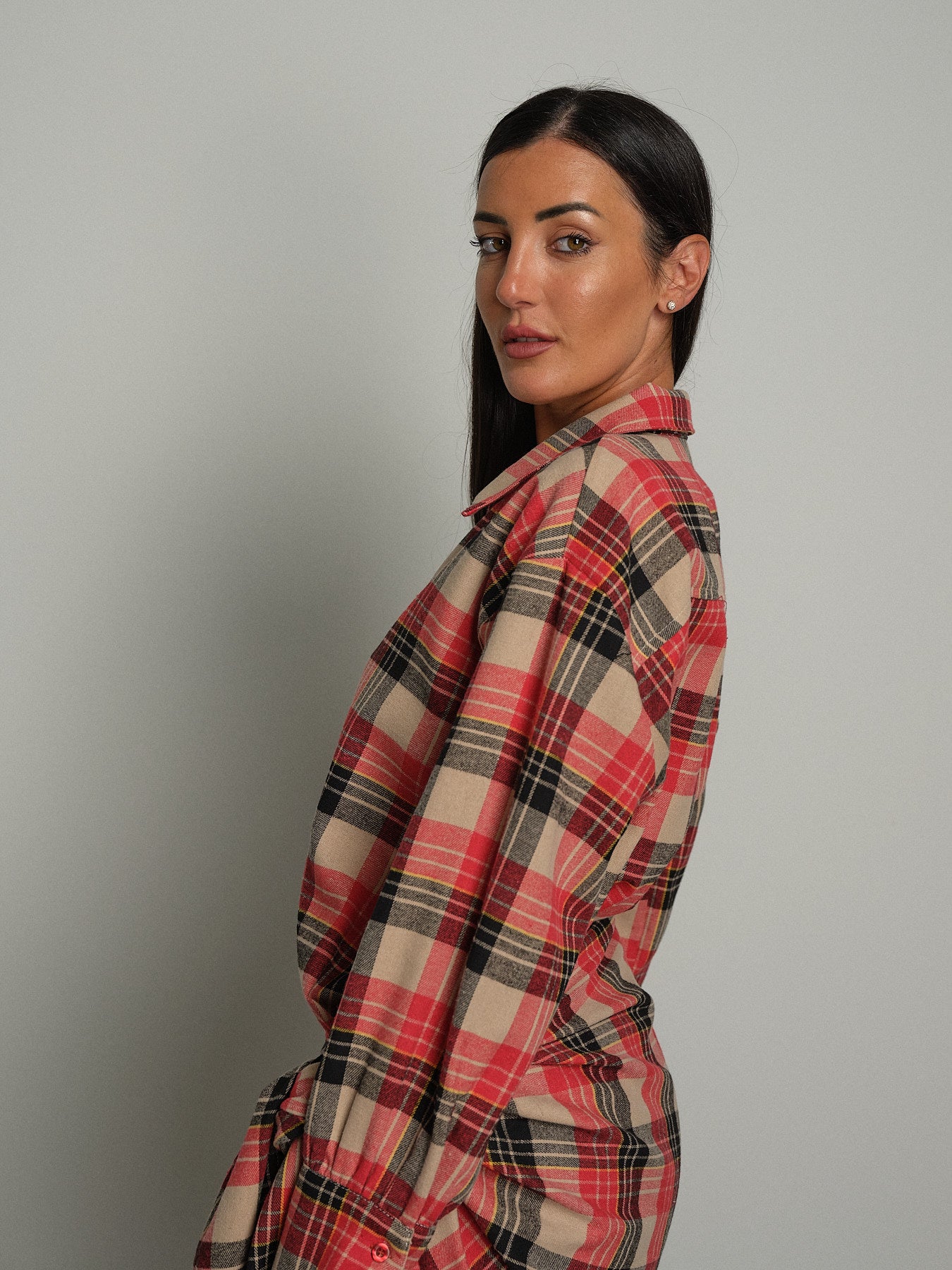 Completo camicia + gonna check - Rosso