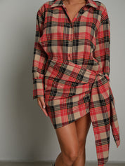 Completo camicia + gonna check - Rosso