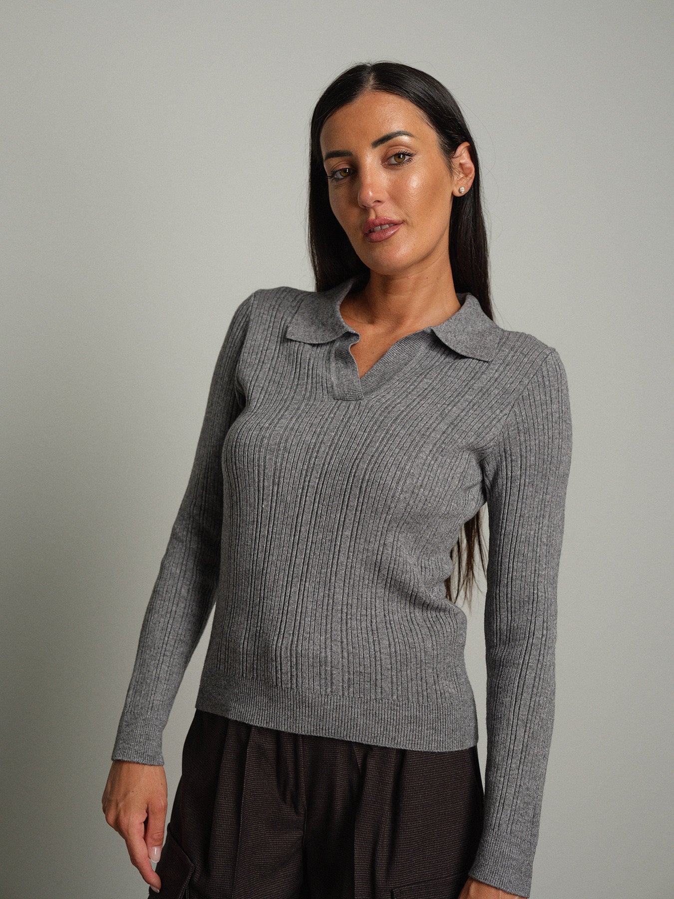Polo a coste - Grigio