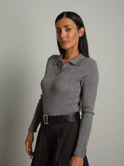 Polo a coste - Grigio