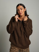 Pull mezza zip - Moro