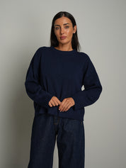 Felpa in maglia - Blu notte