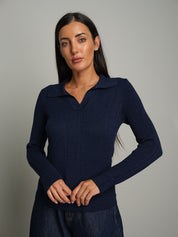 Polo a coste - Blu notte