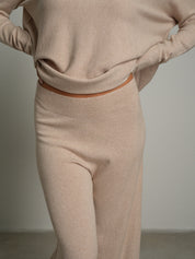 Completo in maglia scollo barca - Beige