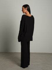 Completo in maglia scollo barca - Nero