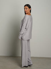 Completo in maglia scollo barca - Grigio perla