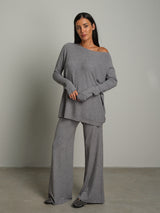 Completo in maglia scollo barca - Grigio