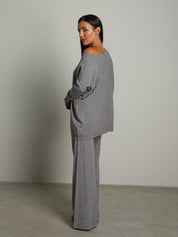 Completo in maglia scollo barca - Grigio