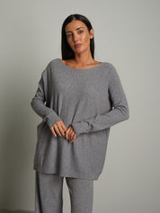 Completo in maglia scollo barca - Grigio